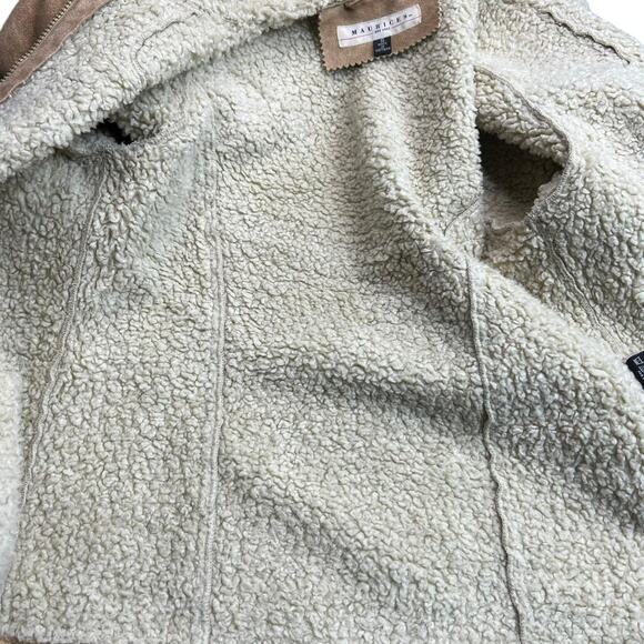 Y2K Sherpa Lined Zip Front Afghan Coat Faux Suede Size Small - Picture 5 of 8